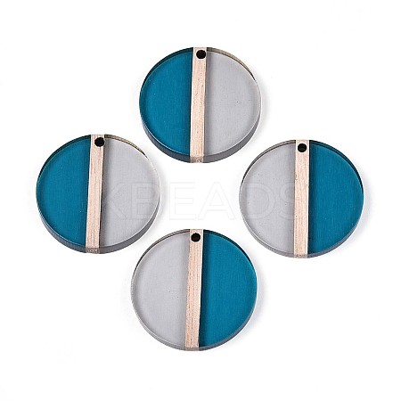 Transparent Resin & Wood Pendants RESI-T057-57A-1