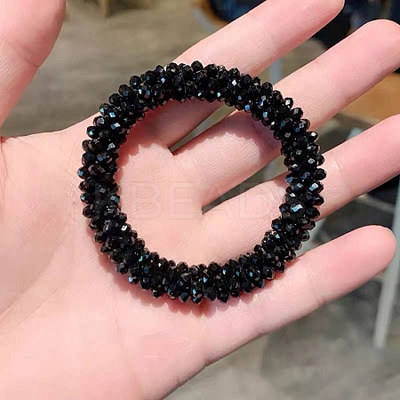 Sparkle Glass Beads Hair Ties PW-WG89862-10-1