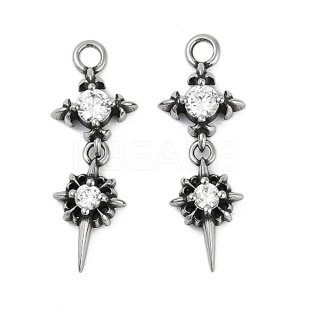 316 Surgical Stainless Steel Micro Pave Cubic Zirconia Pendants STAS-G349-03AS-02-1