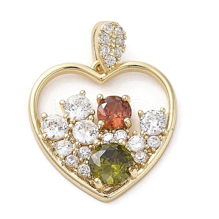 Brass Cubic Zirconia Pendants KK-M275-62G-1