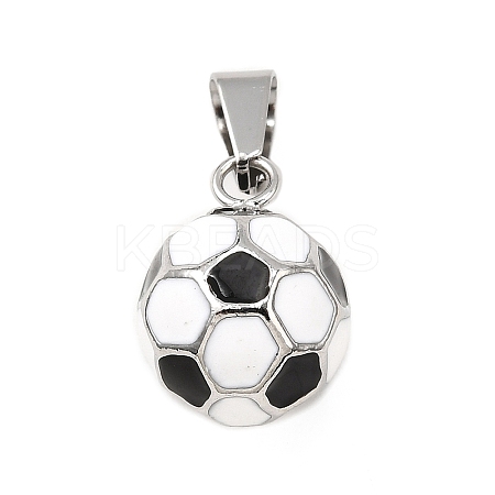 Football 304 Stainless Steel Enamel Pendants STAS-M121-08P-1