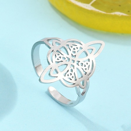 Non-Tarnish 304 Stainless Steel Witch Knot Open Cuff Rings for Women LS-AJEW-U005-01P-1