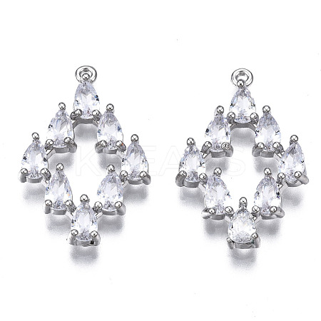 Brass Inlaid Clear Cubic Zirconia Pendants ZIRC-S069-014P-1