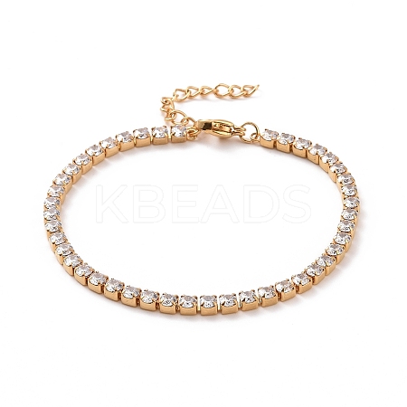 304 Stainless Steel Rhinestone Strass Chain Bracelets STAS-B021-14G-1