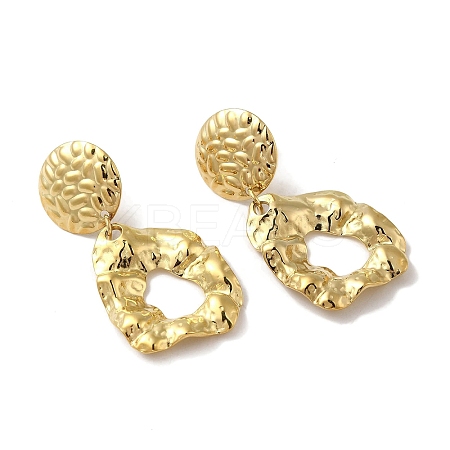 304 Stainless Steel Textured Teardrop Dangle Stud Earrings for Women EJEW-Q781-31G-1