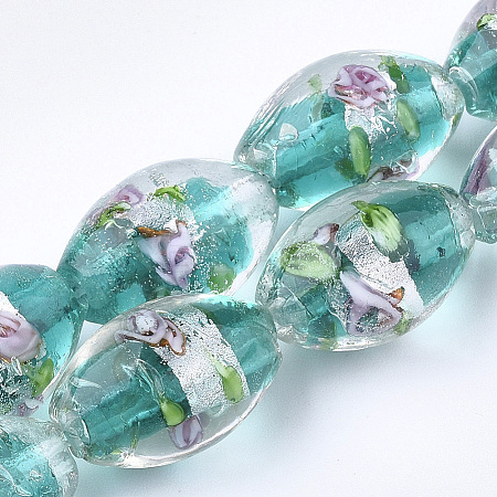Handmade Silver Foil Glass Lampwork Beads X-LAMP-Q030-02H-1