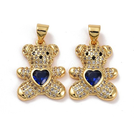 Brass Micro Pave Cubic Zirconia Pendants KK-K258-24D-G-RS-1