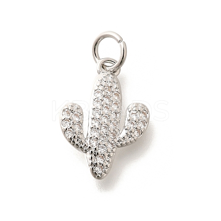 Brass Micro Pave Clear Cubic Zirconia Pendants KK-L225-032P-1