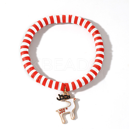 Elegant Christmas Handmade Polymer Clay Heishi Beaded Stretch Bracelets MV9996-1-1