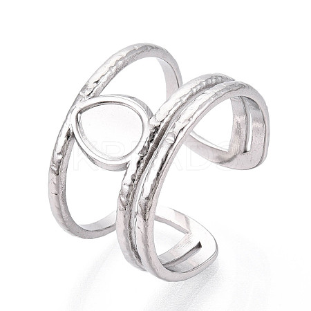 304 Stainless Steel Cuff Rings Components STAS-N113-04P-1