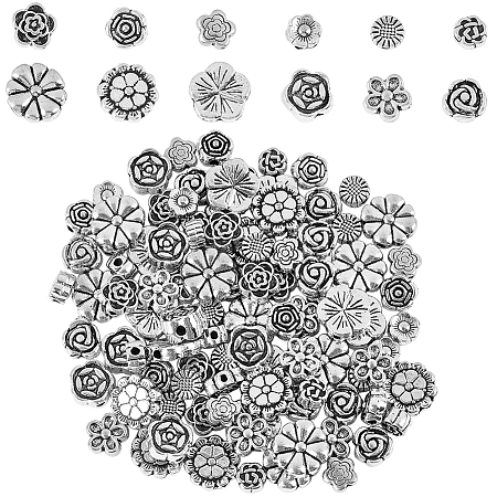 120Pcs 12 Styles Tibetan Style Alloy Beads TIBEB-SC0001-53-1