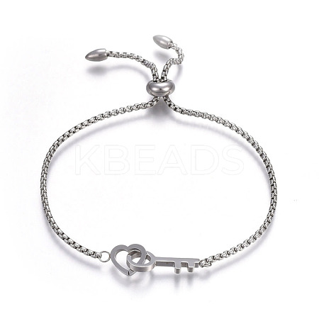 Tarnish Resistant Adjustable 304 Stainless Steel Slider Bracelets BJEW-O170-05P-1