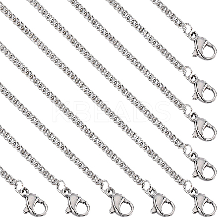 20Pcs Women's 304 Stainless Steel Curb Chain Necklaces Set STAS-SC0008-07-1