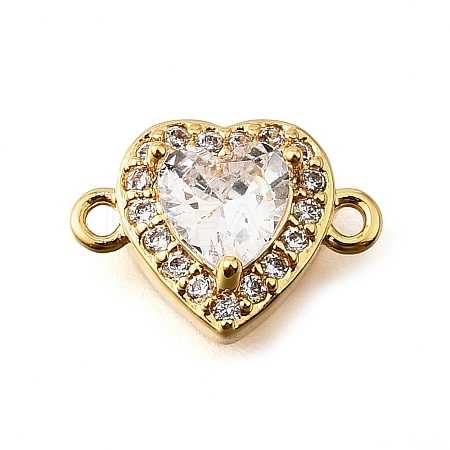 Brass Clear Cubic Zirconia Connector Charms KK-U065-08G-1