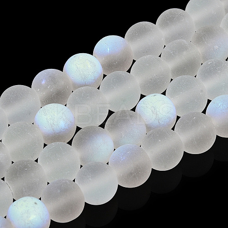 Transparent Frosted Glass Beads Strands GLAA-T032-T8mm-MBB13-1
