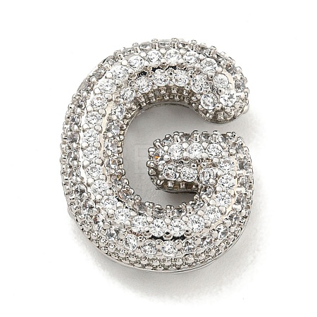 Platinum Plated Brass Micro Pave Cubic Zirconia Pendants KK-L073-001P-G-1