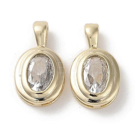 Brass Micro Pave Clear Cubic Zirconia Charms KK-G491-13G-1