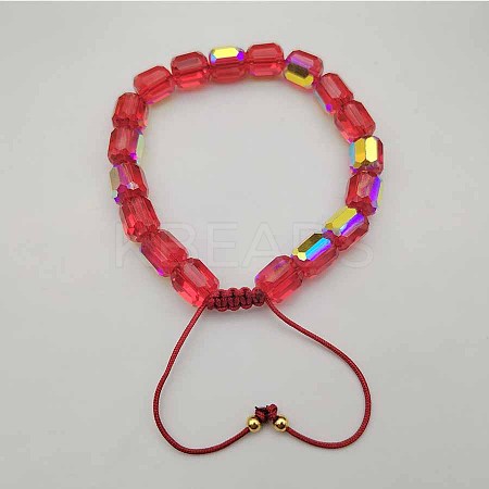 Adjustable Electroplated Faceted Cube Glass Braided Beaded Bracelets for Women Men DM4334-1-1