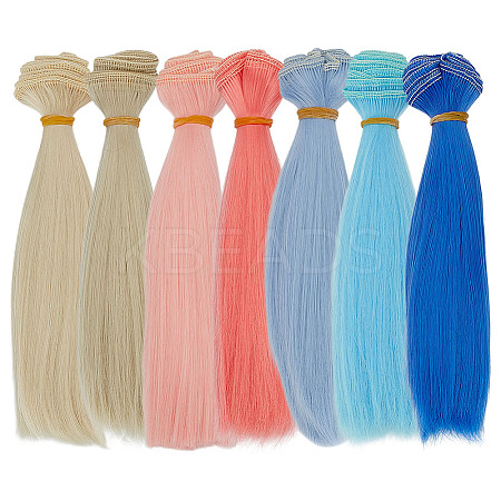 7Pcs 7 Colors Plastic Long Straight Hairstyle Doll Wig Hair DOLL-ME0001-06B-1