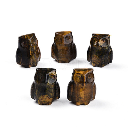Natural Tiger Eye Owl Display Decorations G-N345-04F-1