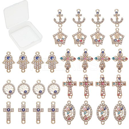 Alloy Rhinestone Links Connectors ALRI-SC0001-09LG-1