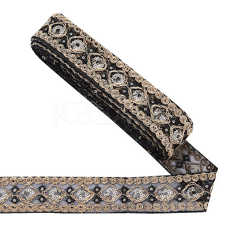 Polyester Rhombus Embroidery Lace Trim OCOR-WH0090-84A-1