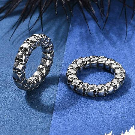 Skull Ring 316 Surgical Stainless Steel Hoop Nose Rings EJEW-G416-19B-AS-1