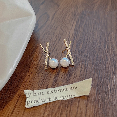 Pearl & Rhinestone Stud Earrings WG26184-29-1