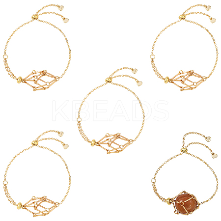 5Pcs Adjustable Braided Brass Macrame Pouch Cable Chain Slider Bracelet Making BJEW-BBC0001-17A-1