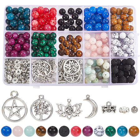 DIY Natural & Synthetic Beads & Alloy Pendant Jewelry Making Findings Kits DIY-SC0028-20-1