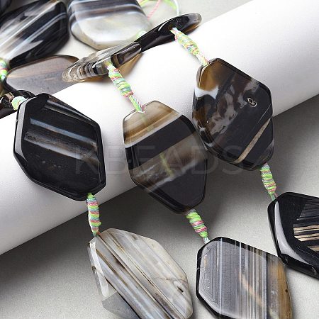 Natural Banded Agate/Striped Agate Beads Strands G-G196-A02-02-1