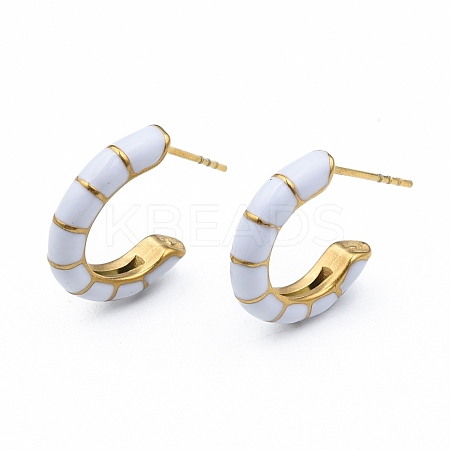 Enamel C-shape Stud Earrings EJEW-N052-05C-1
