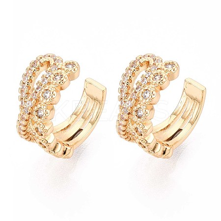 Brass Micro Pave Clear Cubic Zirconia Cuff Earrings EJEW-T047-80G-1