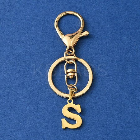 304 Stainless Steel Initial Letter Charm Keychains KEYC-YW00005-19-1