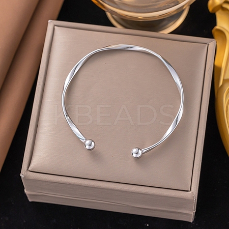 304 Stainless Steel Cuff Bangles for Women BJEW-D407-01P-1