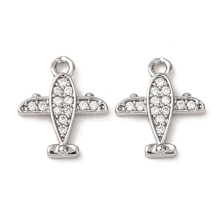 Brass Micro Pave Clear Cubic Zirconia Charms ZIRC-L105-15P-1