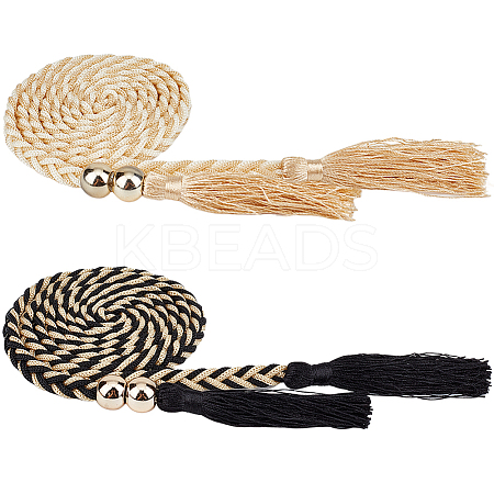 6Pcs 2 Colors Nylon Cotton Braided Chain Belt AJEW-CP0008-17-1