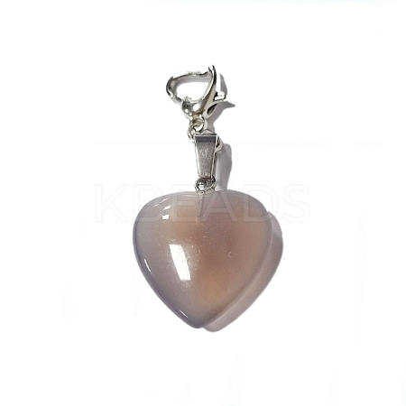 Natural Grey Agate Pendant Decorations PALLOY-PH01402-11-1