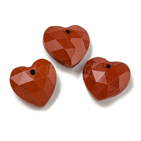 Natural Red Jasper Faceted Heart Charms G-G123-01B-1