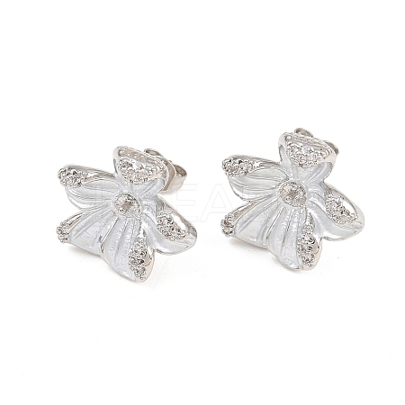 Brass Micro Pave Cubic Zirconia Stud Earring Findings CU-CBAA5EE-04P-04-1