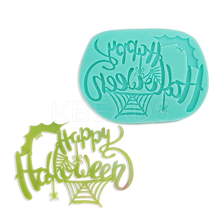 DIY Word Happy Halloween Food Grade Silicone Molds DIY-G057-A13-1
