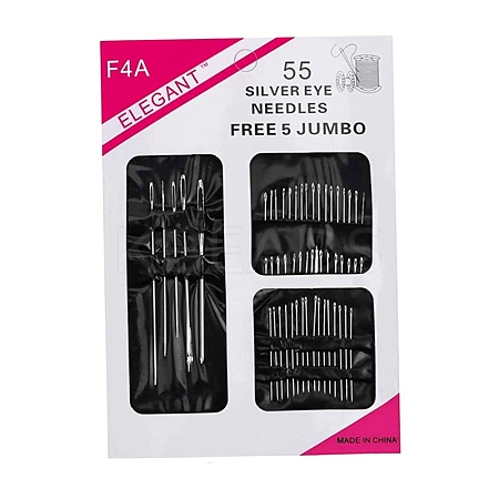55Pcs Stainless Steel & Iron Yarn Needles PW-WG1A203-01-1