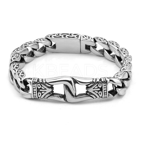 Tibetan Style Alloy Knot Link Bracelet with Curb Chains for Men WG68370-01-1