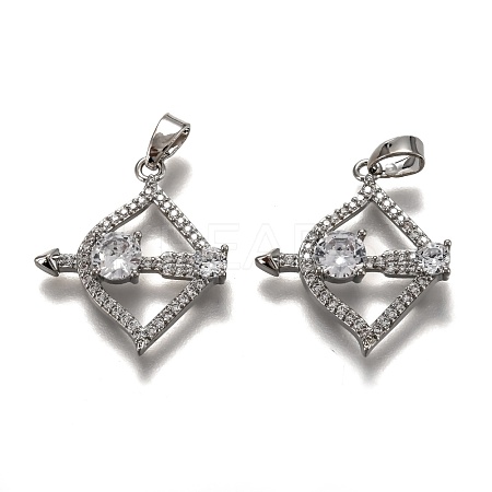 Brass Clear Cubic Zirconia Constellation Charms KK-B031-08P-1