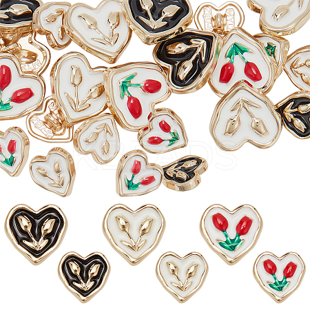 24Pcs 6 Style Alloy Enamel Shank Buttons BUTT-WR0001-19-1