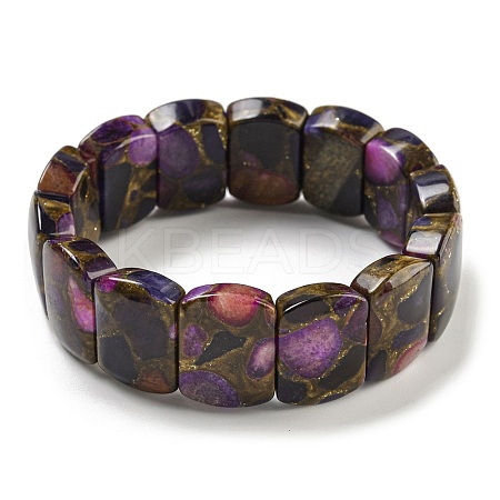 Synthetic Rectangle Gold Clinquant Stone Stretch Bracekets G-P549-01C-1