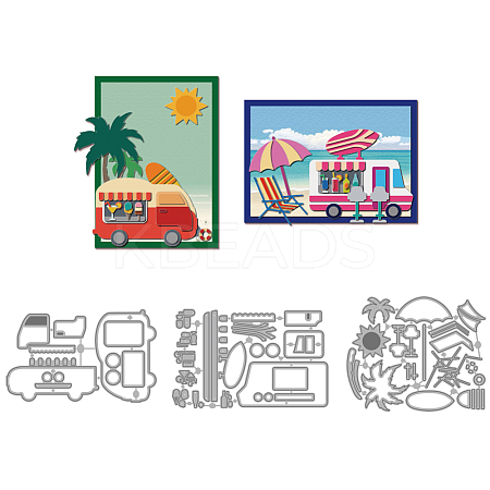 Beach Theme Carbon Steel Cutting Dies Stencils DIY-WH0309-1939-1