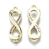 Brass Micro Pave Clear Cubic Zirconia Link Connectors ZIRC-S069-038G-3