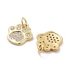 Paw Print Rack Plating Brass Micro Pave Cubic Zirconia Charms X-KK-G512-22G-2