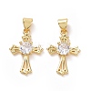Brass Cubic Zirconia Pendants ZIRC-I062-25G-1